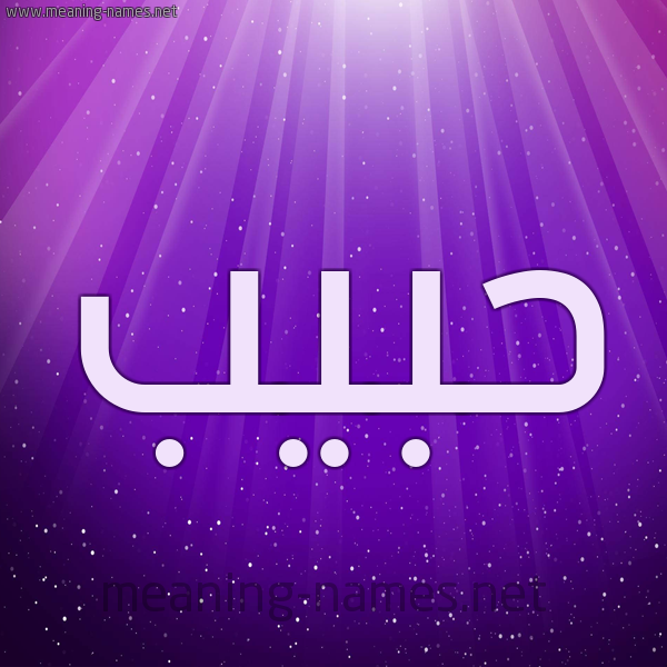 شكل 13 الإسم على خلفية باللون البنفسج والاضاءة والنجوم صورة اسم حبيب Habib