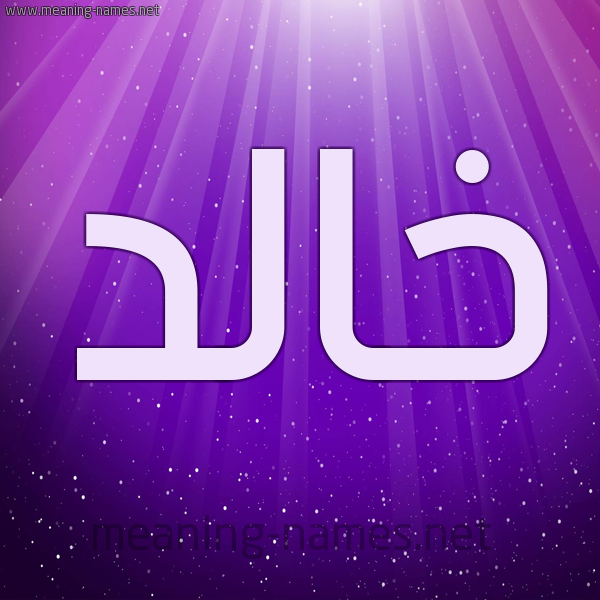 شكل 13 الإسم على خلفية باللون البنفسج والاضاءة والنجوم صورة اسم خالد Khaled