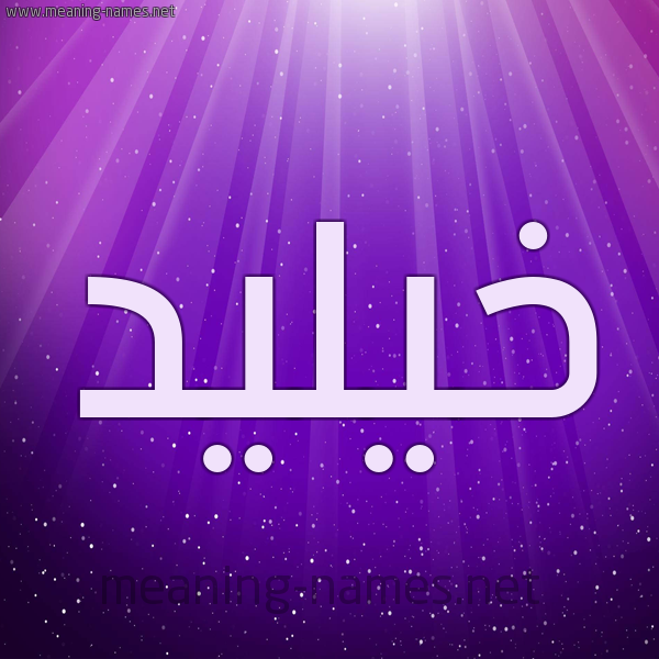شكل 13 الإسم على خلفية باللون البنفسج والاضاءة والنجوم صورة اسم خيليد Khaleed