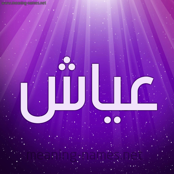 شكل 13 الإسم على خلفية باللون البنفسج والاضاءة والنجوم صورة اسم عياش Ayash