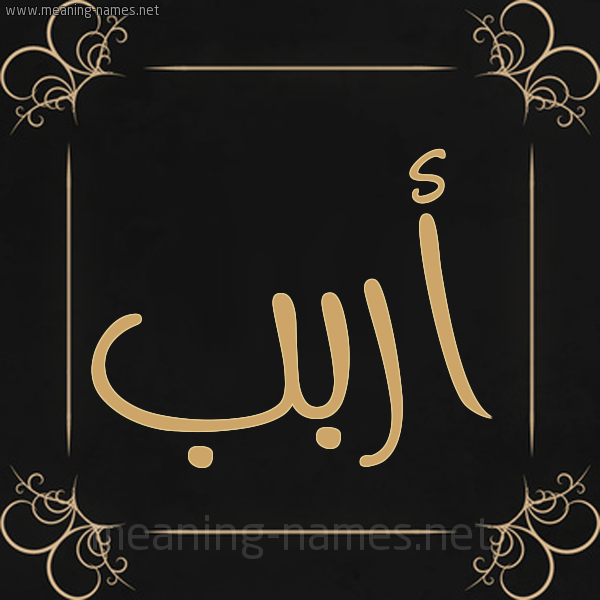 صورة اسم أربب Arab شكل 14 الإسم على خلفية سوداء واطار برواز ذهبي 
