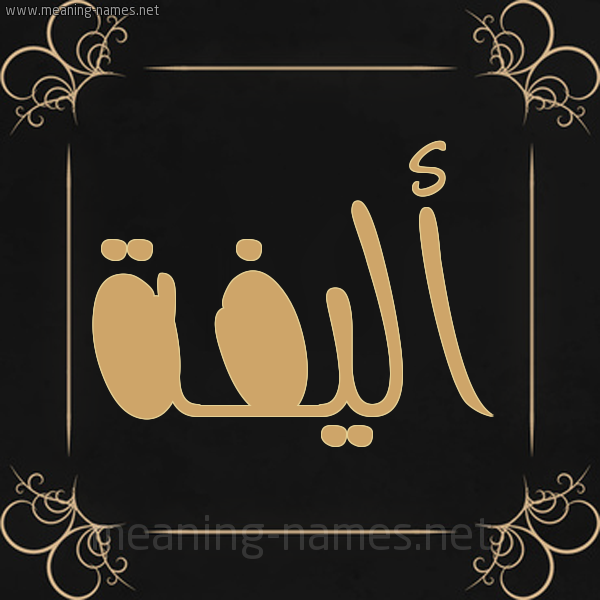 شكل 14 الإسم على خلفية سوداء واطار برواز ذهبي  صورة اسم أليفة ALIFH