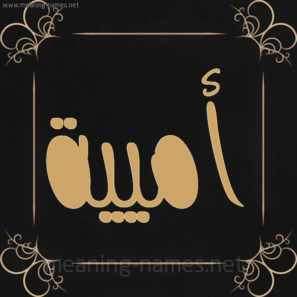 شكل 14 الإسم على خلفية سوداء واطار برواز ذهبي  صورة اسم أميية Umayyah