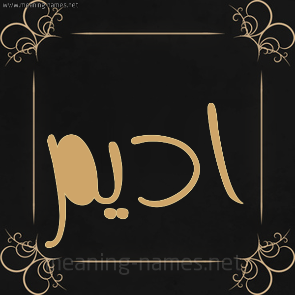 شكل 14 الإسم على خلفية سوداء واطار برواز ذهبي  صورة اسم اديم Adim