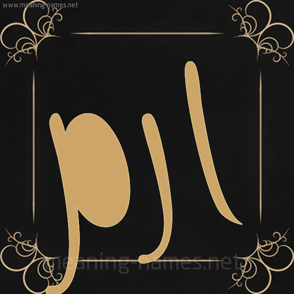 صورة اسم ارم Erm شكل 14 الإسم على خلفية سوداء واطار برواز ذهبي 