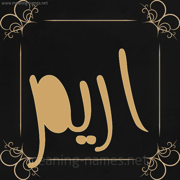 شكل 14 الإسم على خلفية سوداء واطار برواز ذهبي  صورة اسم اريم Irem