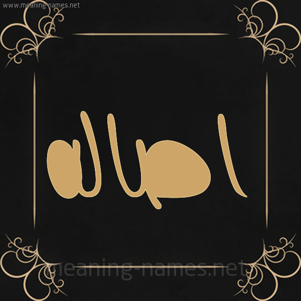 شكل 14 الإسم على خلفية سوداء واطار برواز ذهبي  صورة اسم اصاله ASALH