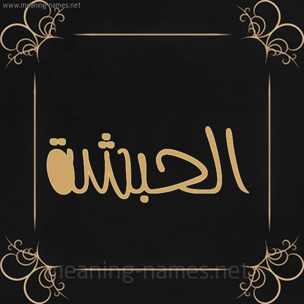 شكل 14 الإسم على خلفية سوداء واطار برواز ذهبي  صورة اسم الحبشة ALHBSHa
