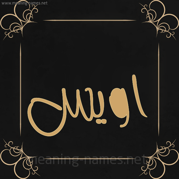 صورة اسم اويس Owayes شكل 14 الإسم على خلفية سوداء واطار برواز ذهبي 