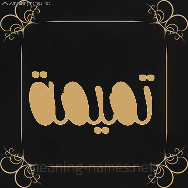 شكل 14 الإسم على خلفية سوداء واطار برواز ذهبي  صورة اسم تَميمة TAMIMH