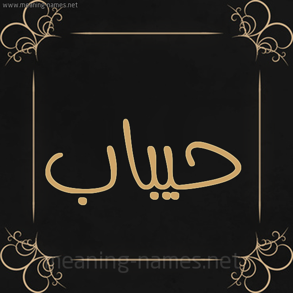 صورة اسم حيباب Habbab شكل 14 الإسم على خلفية سوداء واطار برواز ذهبي 