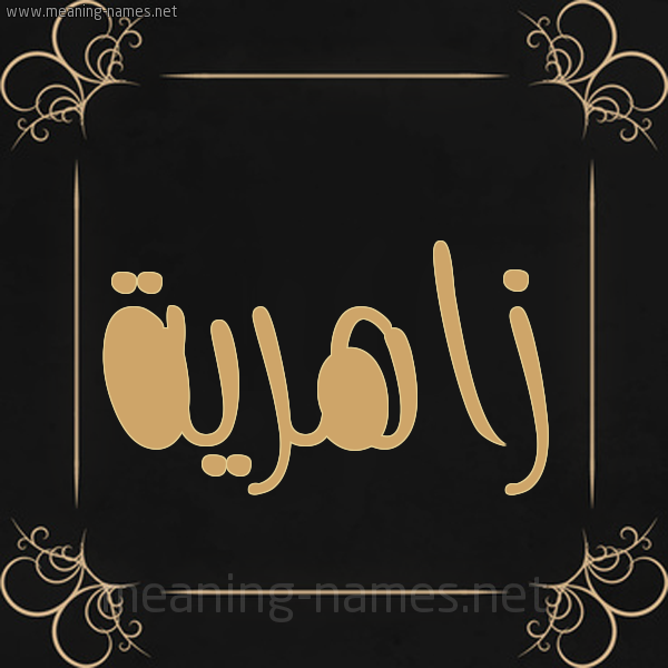 شكل 14 الإسم على خلفية سوداء واطار برواز ذهبي  صورة اسم زاهرية Zahryh