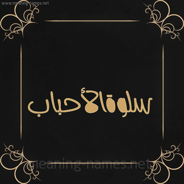 شكل 14 الإسم على خلفية سوداء واطار برواز ذهبي  صورة اسم سلوةالأحباب Slwhal'ahbab