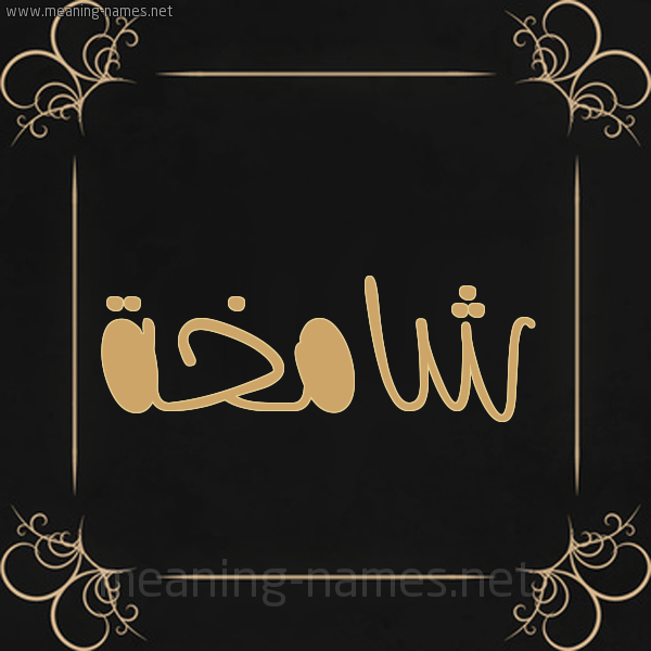 شكل 14 الإسم على خلفية سوداء واطار برواز ذهبي  صورة اسم شامخة Shamkhh