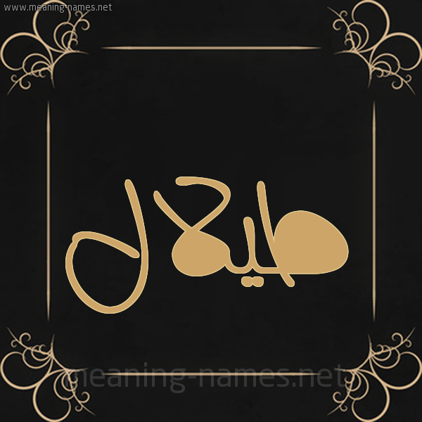 صورة اسم طيلال Talal شكل 14 الإسم على خلفية سوداء واطار برواز ذهبي 