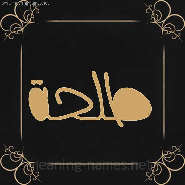 صورة اسم طَلْحة Talha شكل 14 الإسم على خلفية سوداء واطار برواز ذهبي 