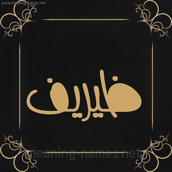 صورة اسم ظيريف Zareef شكل 14 الإسم على خلفية سوداء واطار برواز ذهبي 