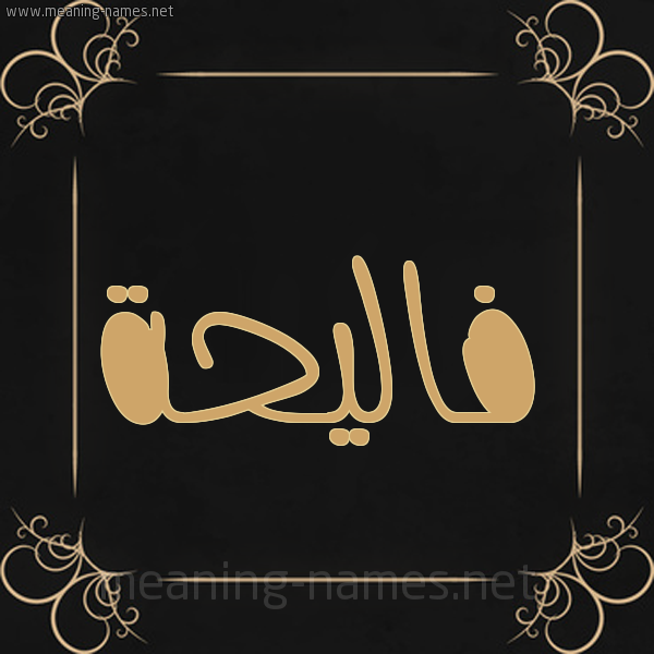 شكل 14 الإسم على خلفية سوداء واطار برواز ذهبي  صورة اسم فاليحة Faleha