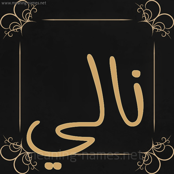 صورة اسم نالي nally شكل 14 الإسم على خلفية سوداء واطار برواز ذهبي 