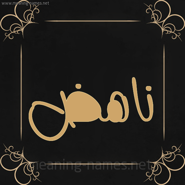 شكل 14 الإسم على خلفية سوداء واطار برواز ذهبي  صورة اسم ناهض Nahd.