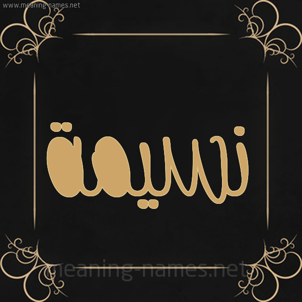 شكل 14 الإسم على خلفية سوداء واطار برواز ذهبي  صورة اسم نسيمة Naseema