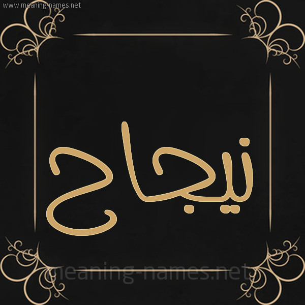 صورة اسم نيجاح Najah شكل 14 الإسم على خلفية سوداء واطار برواز ذهبي 