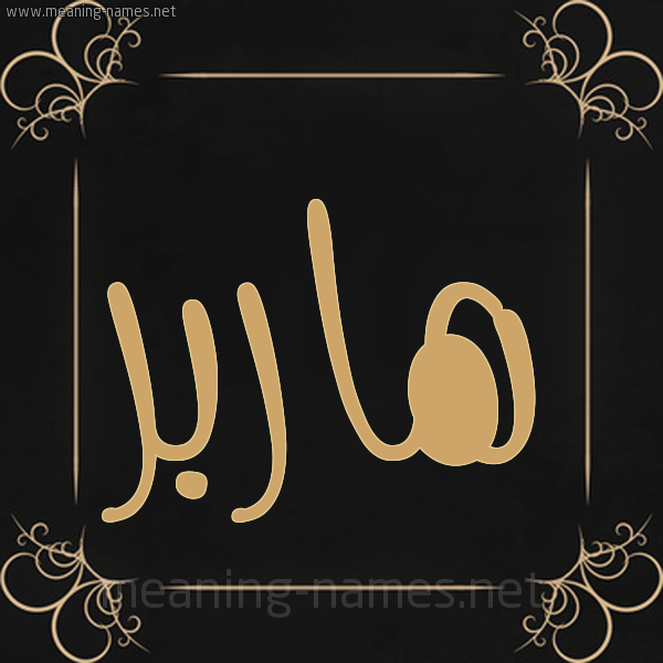 صورة اسم هاربر harir شكل 14 الإسم على خلفية سوداء واطار برواز ذهبي 