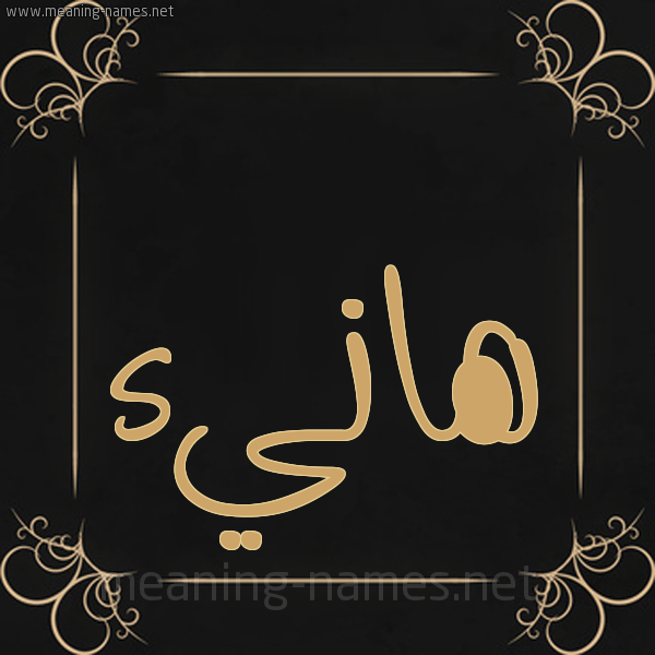شكل 14 الإسم على خلفية سوداء واطار برواز ذهبي  صورة اسم هانيء Hany'a