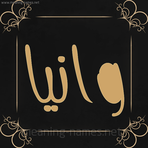 صورة اسم وانيا wania شكل 14 الإسم على خلفية سوداء واطار برواز ذهبي 