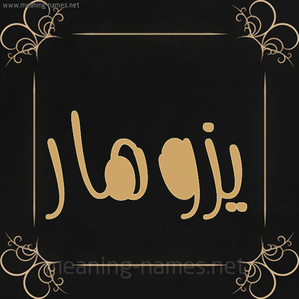 شكل 14 الإسم على خلفية سوداء واطار برواز ذهبي  صورة اسم يزوهار Zohar