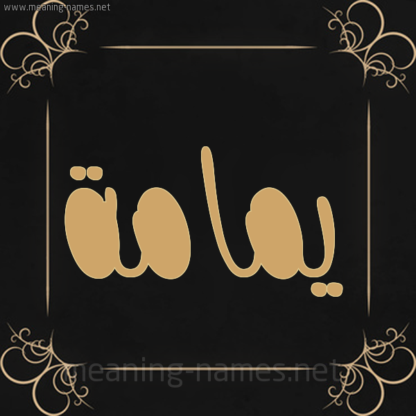 شكل 14 الإسم على خلفية سوداء واطار برواز ذهبي  صورة اسم يمامة Ymamh