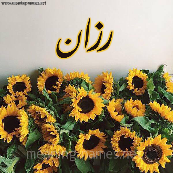 صورة اسم رزان Razan شكل 17 صوره دوار الشمس للإسم بخط رقعة