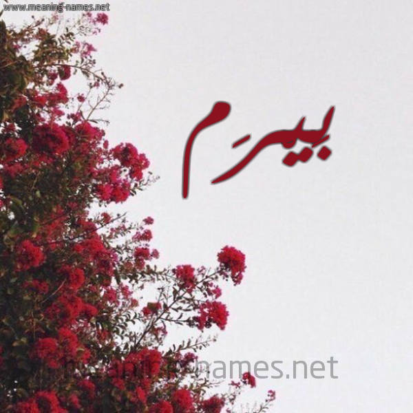 شكل 18 صوره الورد الأحمر للإسم بخط رقعة صورة اسم بَيْرَم BAIRAM