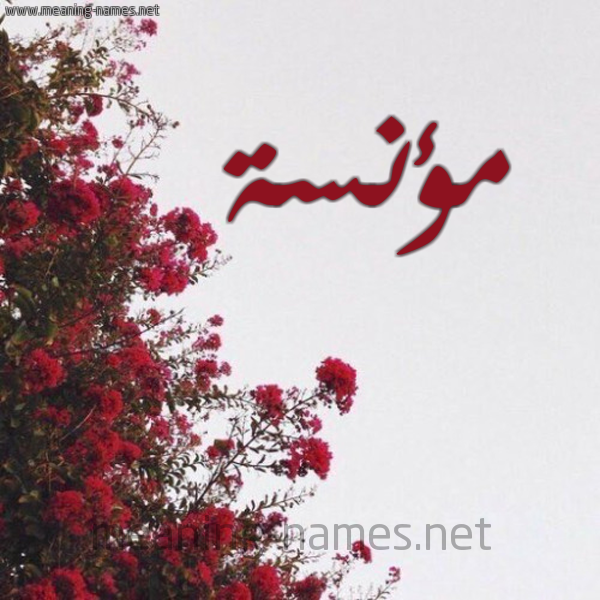 شكل 18 صوره الورد الأحمر للإسم بخط رقعة صورة اسم مؤنسة Monesa