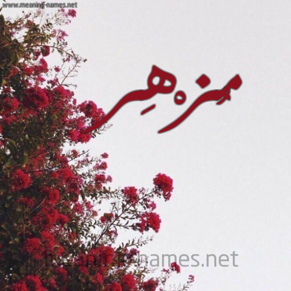 شكل 18 صوره الورد الأحمر للإسم بخط رقعة صورة اسم مُزْهِر MOZHER