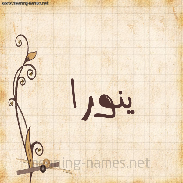 شكل 6 صوره ورق كلاسيكي للإسم بخط عريض صورة اسم ينورا Noura