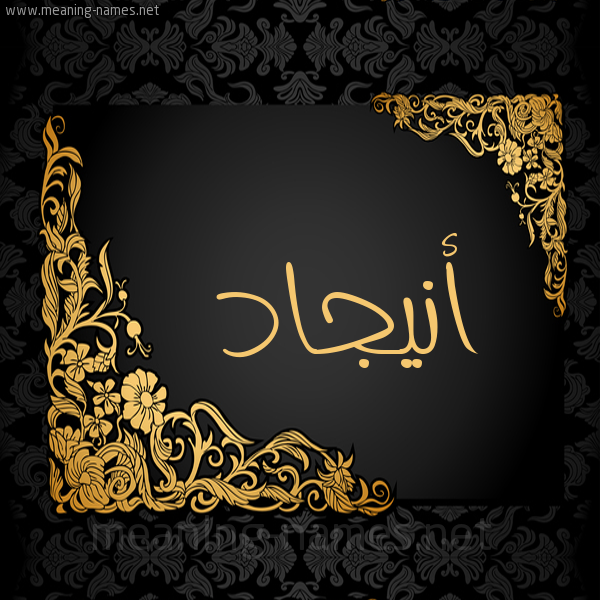 شكل 7 صوره اطار ذهبي مزخرف للإسم بخط عريض صورة اسم أنيجاد Anjad