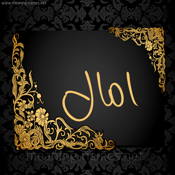 شكل 7 صوره اطار ذهبي مزخرف للإسم بخط عريض صورة اسم امال Amal