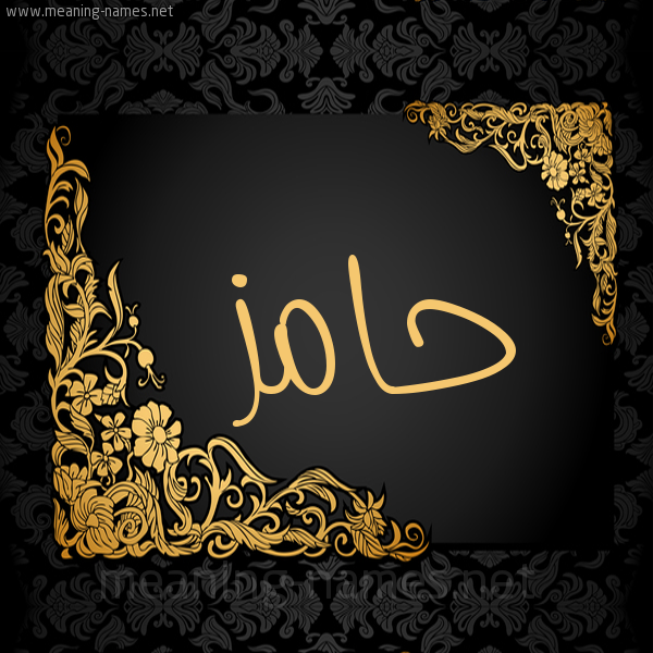 شكل 7 صوره اطار ذهبي مزخرف للإسم بخط عريض صورة اسم حامز HAMZ