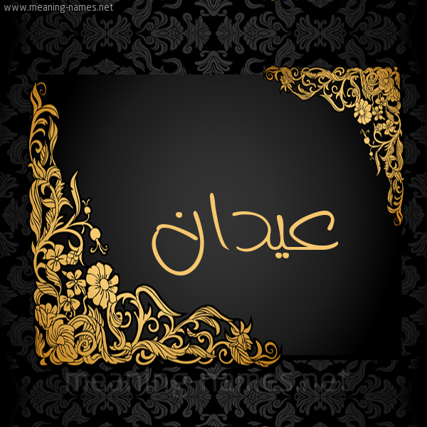 شكل 7 صوره اطار ذهبي مزخرف للإسم بخط عريض صورة اسم عيدان aidan