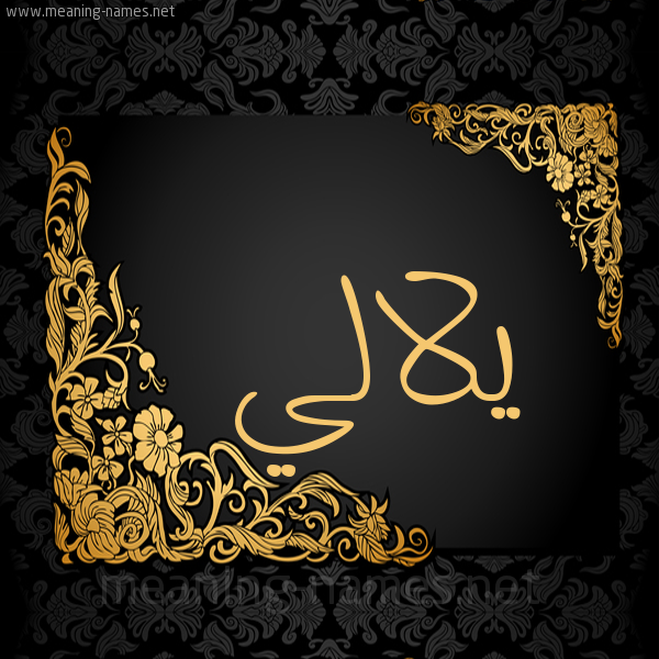 شكل 7 صوره اطار ذهبي مزخرف للإسم بخط عريض صورة اسم يلالي Lali