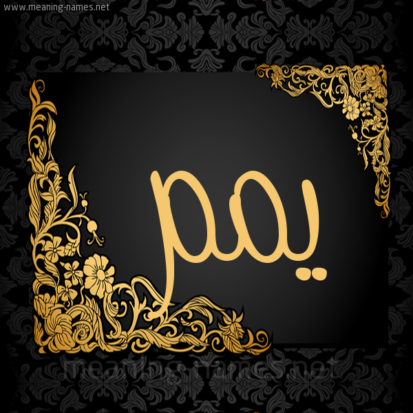 صورة اسم يّمم Yam شكل 7 صوره اطار ذهبي مزخرف للإسم بخط عريض