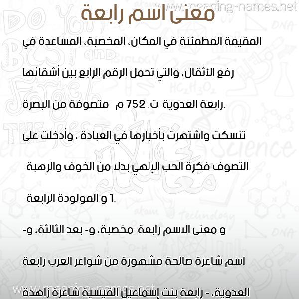 معاني الأسماء على صورة صورة اسم رابعة Rabaa