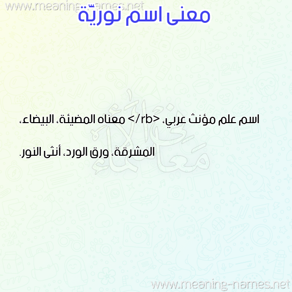 معاني الأسماء على صورة صورة اسم نوريَّة NORIAH